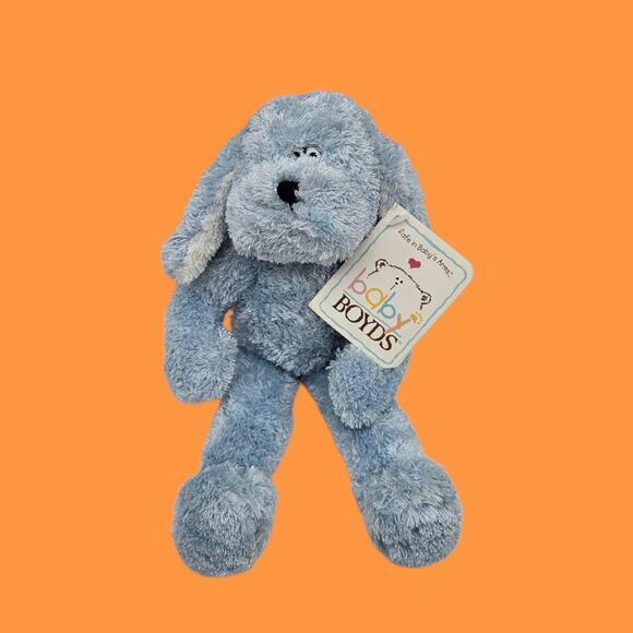 Rare Vintage NEW 10" Baby Boyds "Little Max" Squeaker Blue Dog Plush (1988-2002) - Picture 3 of 16